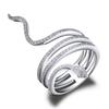 925 Sterling Sliver Rings For Women Snake Animal Stackable Clear Zircon Circle Special Trendy Rings Party Punk Jewelry