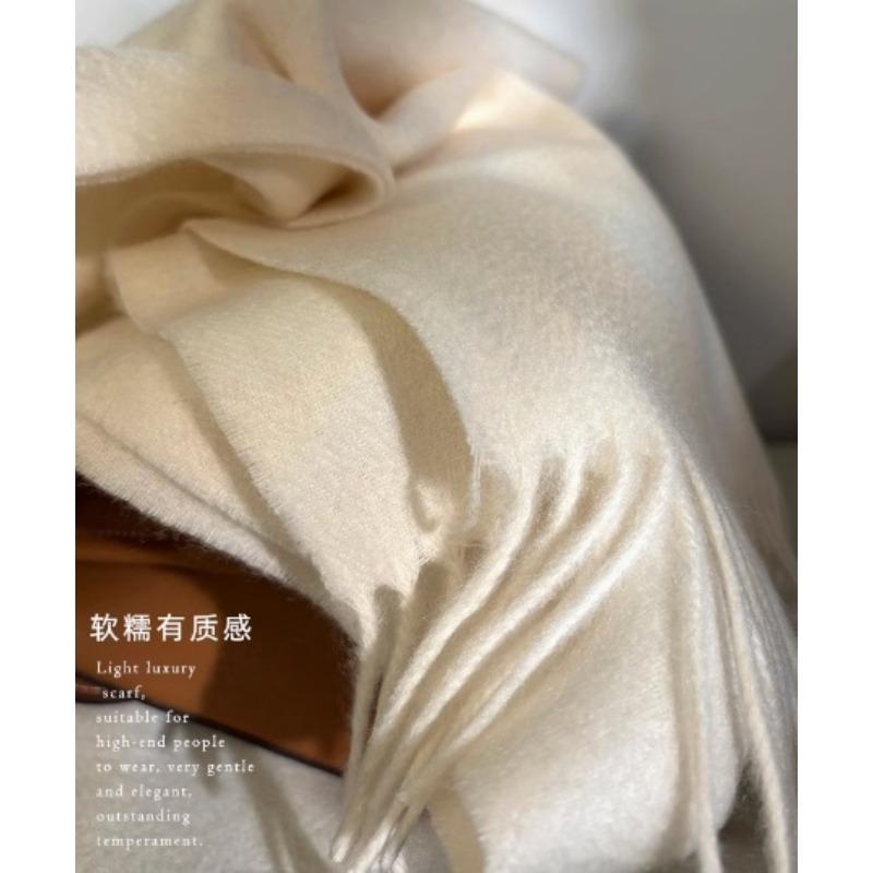 Cashmere Scarf Winter Women's Water Ripple Couple Narrow Version Solid Color Warm Scarf