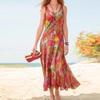 Женское длинное платье без рукавов с принтом для летнего отпуска, пляжные повседневные платья
