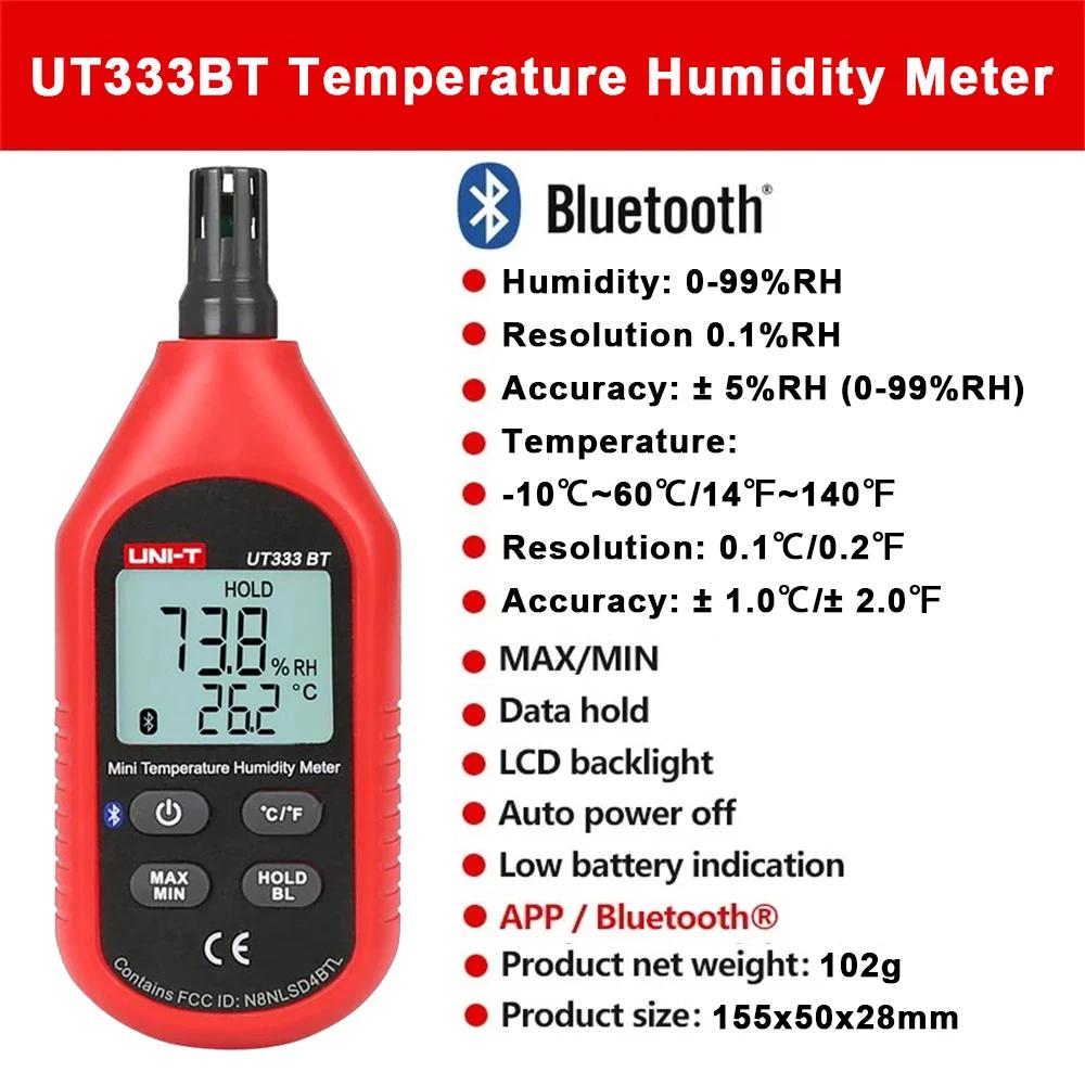 UNI-T UT333 UT333BT Digital Hygrometer Thermometer 2 in 1 Temperature Humidity Meter Mini Sensor Bluetooth Thermo-hygrometer