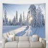 Украшение дома Рождественский зимний лесной пейзаж с принтом полиэфирного лака на стене, подвесной фон для комнаты, тапиз