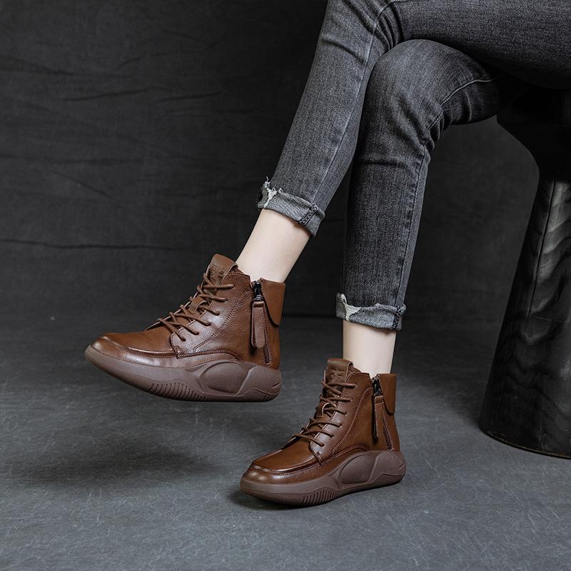 Ретро женские 2024 новые осенние повседневные короткие сапоги в британском стиле с толстой подошвой женские модные весенние и осенние одинарные сапоги