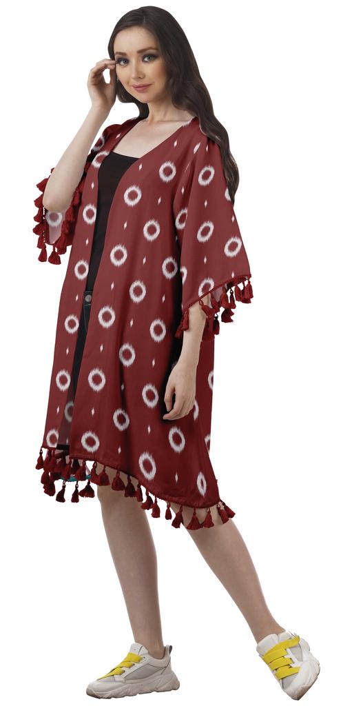 Moomaya Пляжная накидка из жоржета с открытыми плечами и принтом 3-4