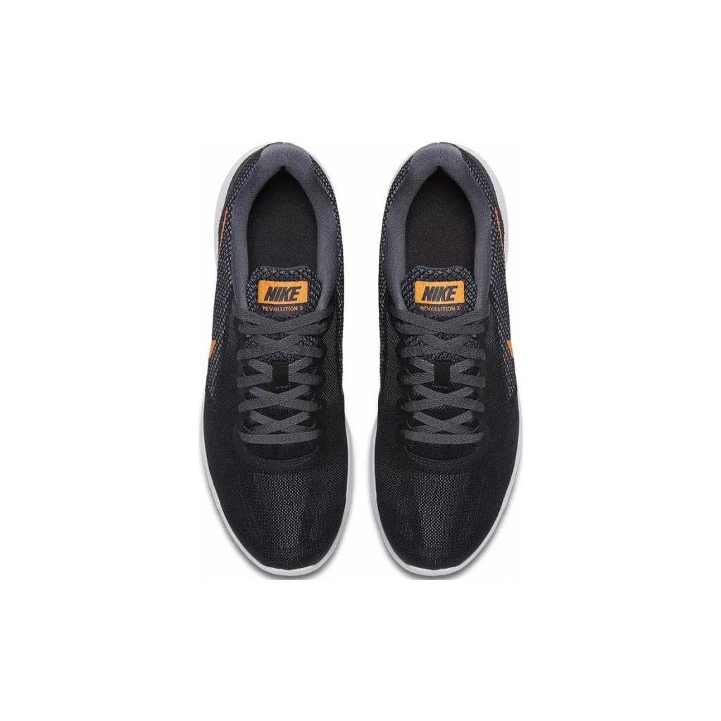 Nike Revolution 3 Comfortable Sports Mesh Breathable Sweat-Absorbing Low-Top Running Shoes Men Sneaker Dark-Gray Orange 819300-003