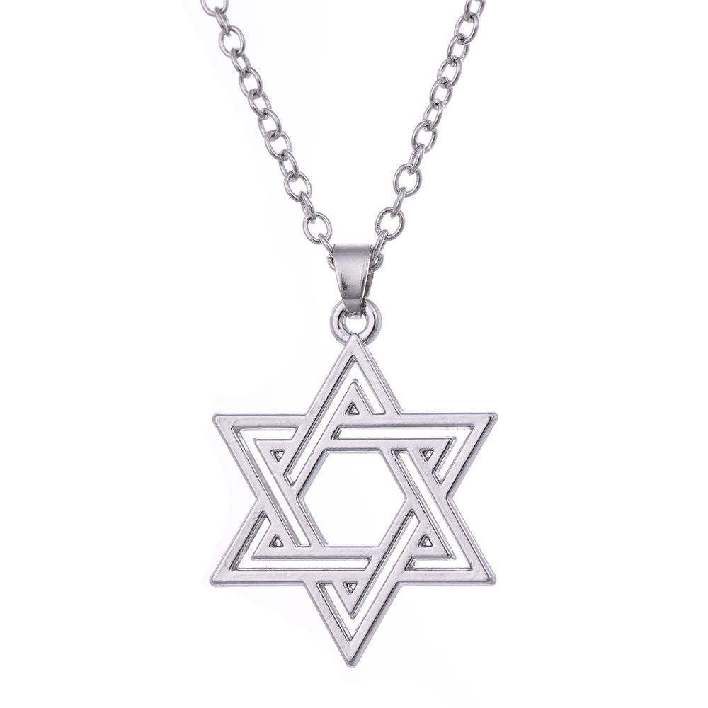 Trendy Vintage Hollow Out Star of David Pendant Necklace Youth Jewelry