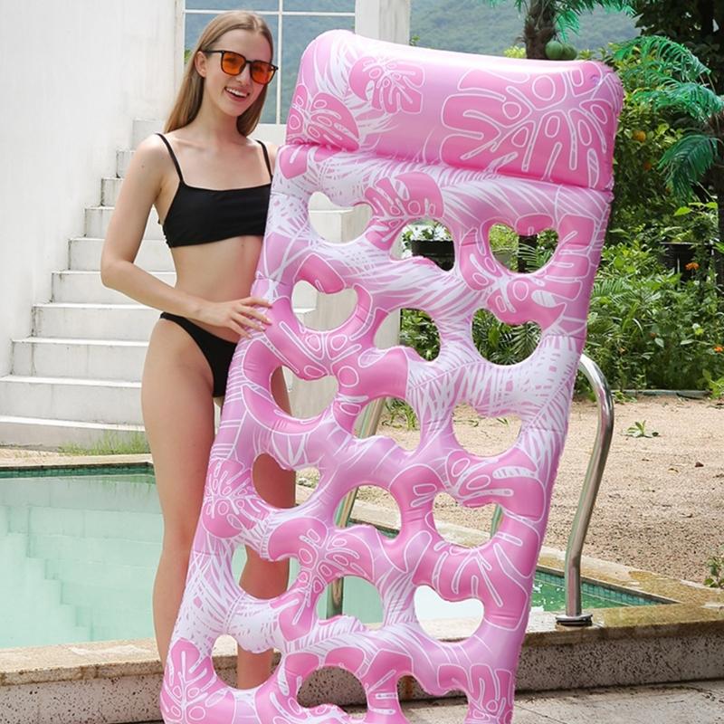 Durable Inflatable Water Floating Bed For Adults Extra Thick PVC Material Leaf Design Pool Mat