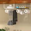 Multifunction Kitchen Under Cabinet Hanging Storage Basket Spice Rack Organizer with Cup Utensils Roll Holder Metal Wire Shelf