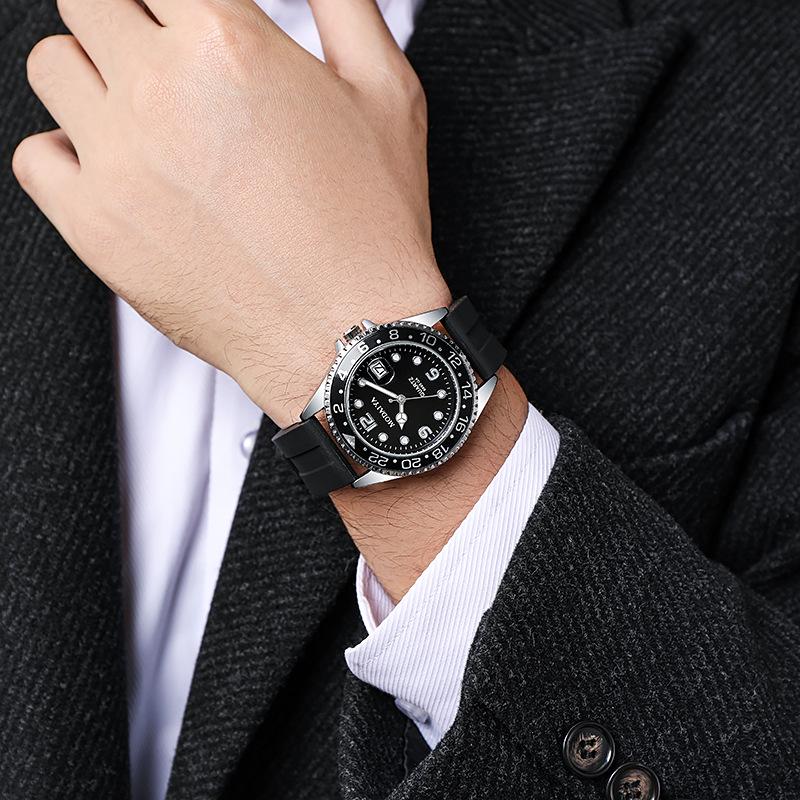 Spot Classic Quartz Men's Watch with Casual Silicone Strap and Calendar