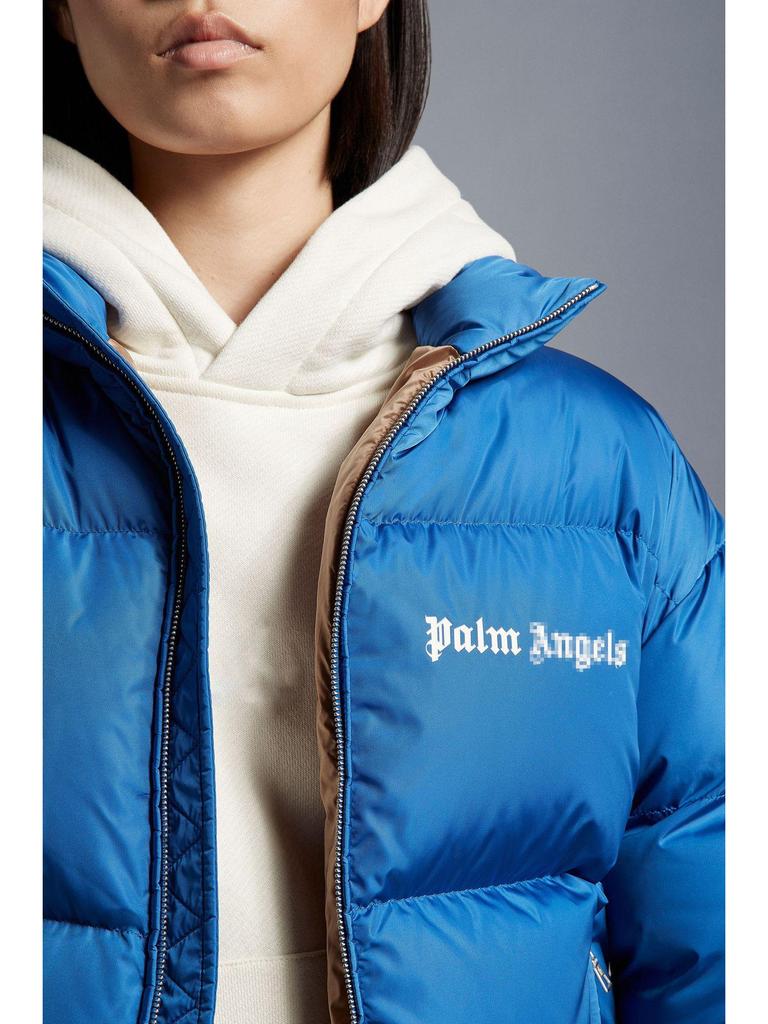 Унисекс Хлопковая куртка Palm Angel в полоску, цветовые блоки, принт с буквами, воротник-стойка