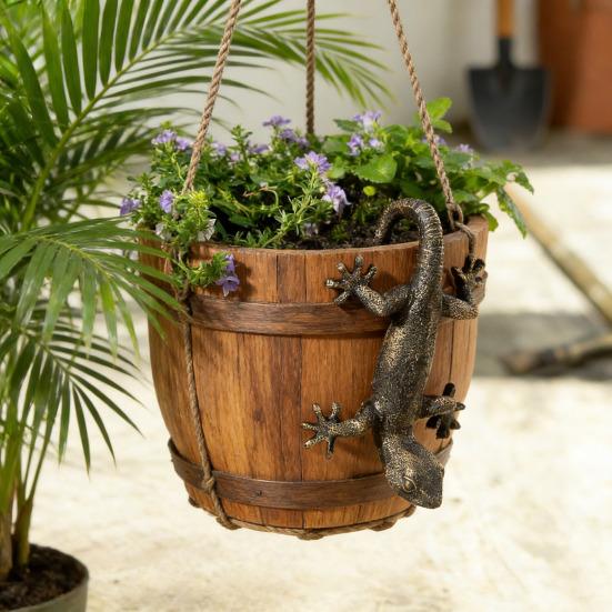 Фигурка геккона-альпиниста Имитация статуэтки ящерицы Смола Скульптура животного Украшение для улицы Садовый декор для цветочного горшка