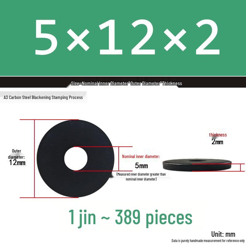 Black Oversized Thickened Round Metal Flat Washer Spacer for Home Use