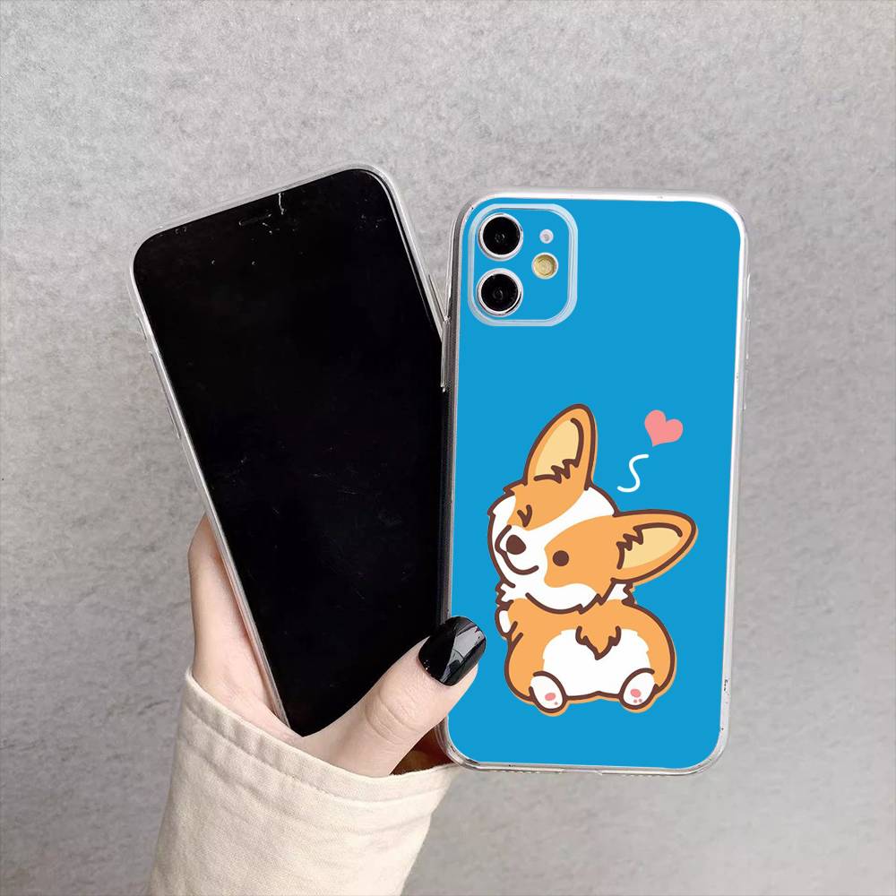 Милый корги Чехол для телефона iPhone17,16,15,14,13,12,11 Plus,Pro Max Мягкий прозрачный чехол
