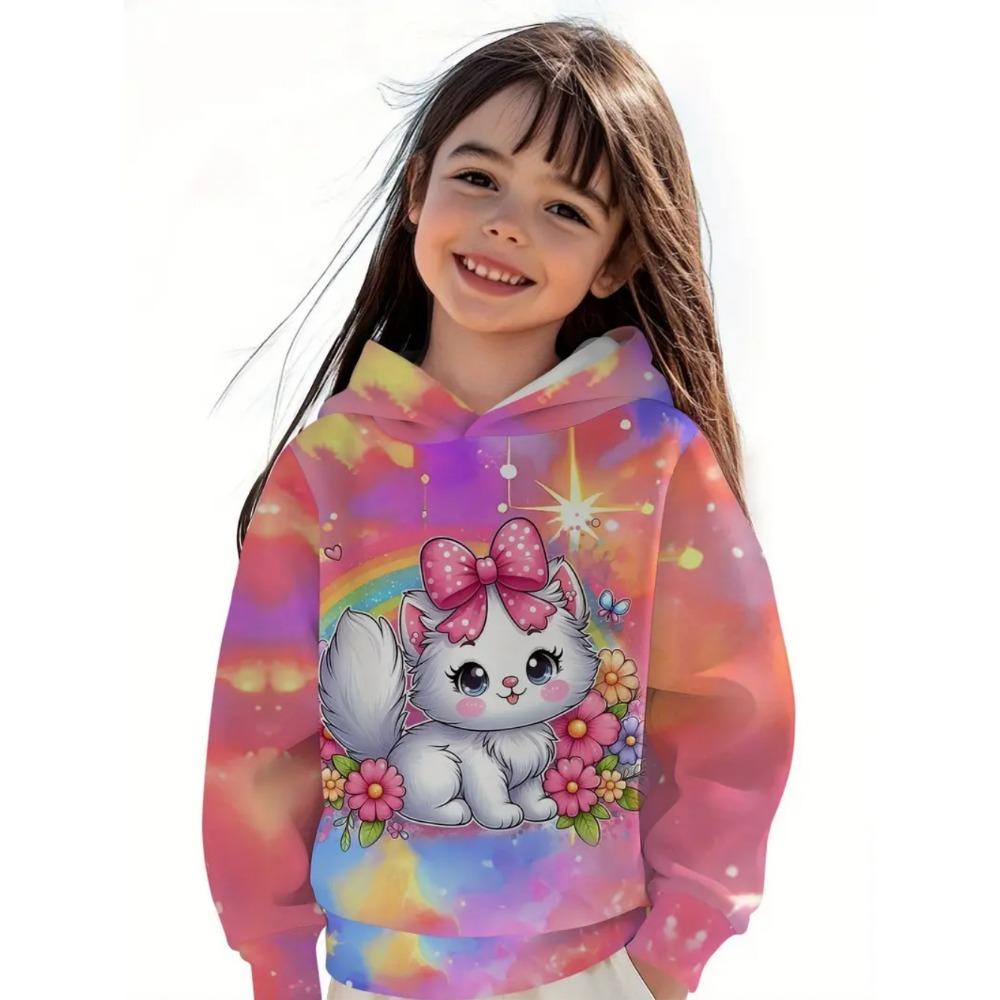 Yellow Girl Clothes Cute Animal Print Autumn Cartoon Hoodies Tops Casual Loose Girl Sweatshirts Trendy Y2k Children's Clothing