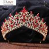 Роскошный свадебный головной убор с кристаллами, диадема золотого цвета, свадебная корона, повязки на голову для королевы-невесты, тиары, украшения для волос, украшения для головы