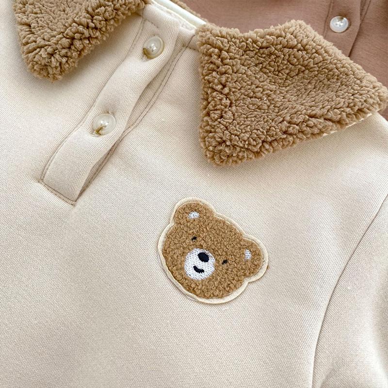 Зимний комбинезон для малышей из овечьей шерсти, детский комбинезон с медведем, утепленная одежда для маленьких мальчиков и девочек, наряд для малышей, комбинезон для младенцев