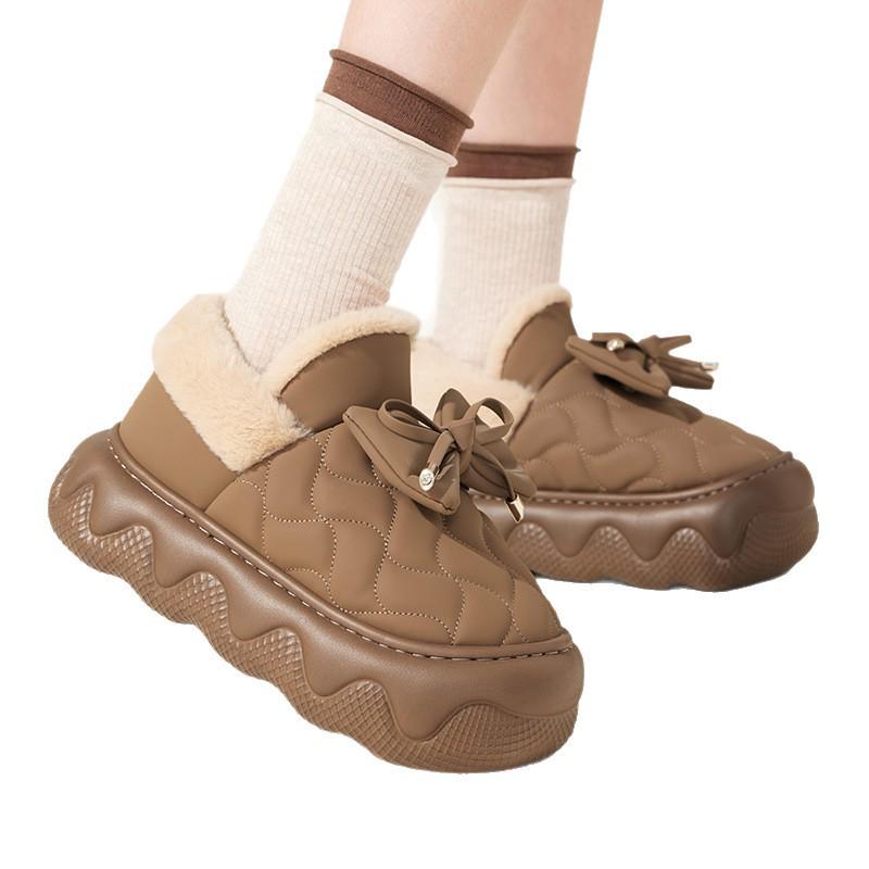 Women's Waterproof Cotton Slippers: Warm, Thick-Soled, Non-Slip, Height-Increasing for Autumn/Winter, Indoor/Outdoor Wear