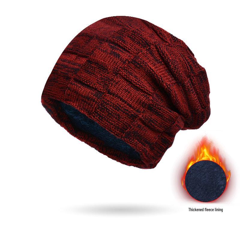 Мужской европейский и американский зимний комплект шапка-бини и шарф: Плотная вязка с бархатной подкладкой