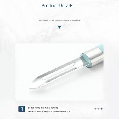 Нож для очистки овощей Удобный на ощупь, острый, лезвие, синие кухонные принадлежности, нержавеющая сталь, рубанок для дыни, противоскользящий дизайн с контролем зрения