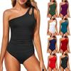 Women's Swimsuit Sexy Backless Solid Color One Shoulder Jumpsuit