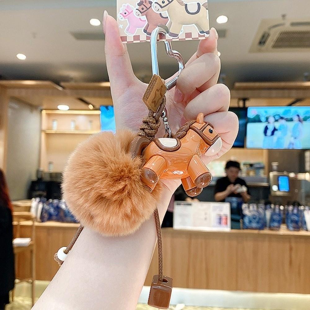 with Ball Horse Keychain Chinese Style New Year Keyring Cute Plush Pony Keychain  Kids Gifts