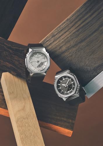 Наручные часы Casio G-Shock с металлическим покрытием, изготовленные из экологически чистых материалов, модель GM-S2110-1A1JF, женские, серебристо-черные.