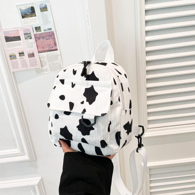Harajuku School Bag Female Cow Pattern Cute Girl Canvas Bag Soft Sister Children's Backpack Bag