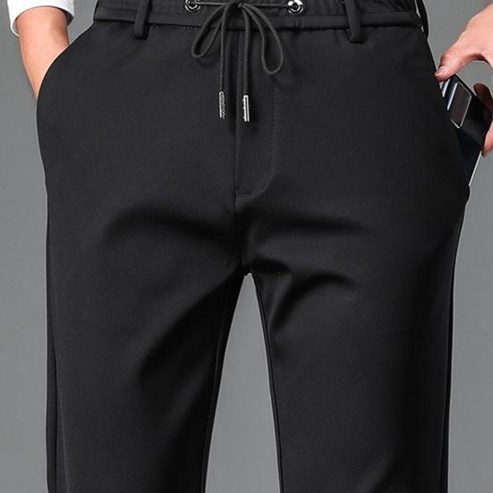 Мужские брюки Свободные прямые шнурки с эластичной резинкой на талии 2 боковых кармана Сплошной цвет Дышащие мягкие повседневные спортивные штаны полной длины Повседневные длинные спортивные брюки