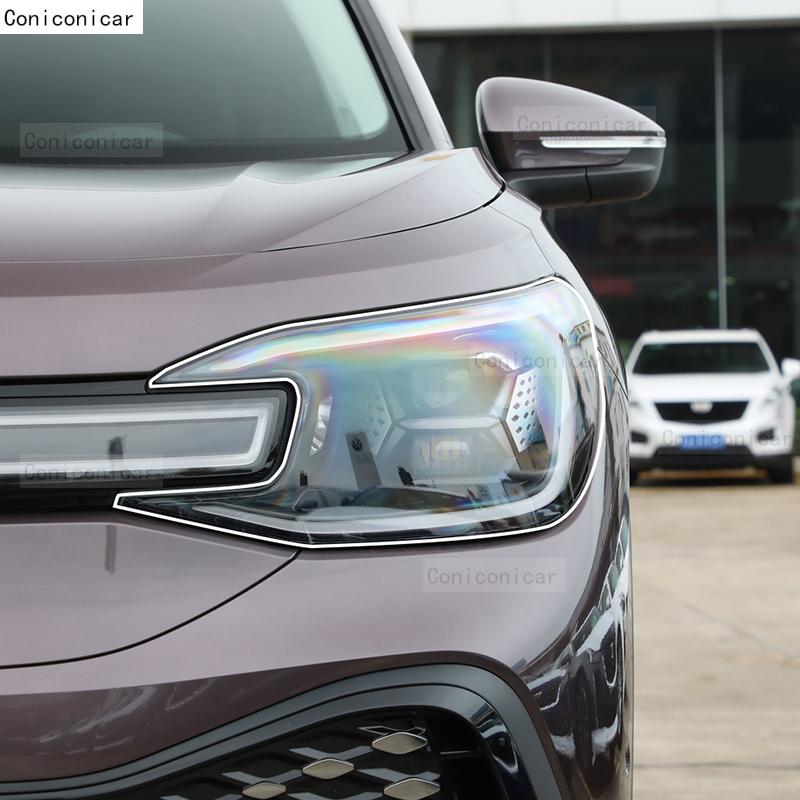 For Volkswagen ID.6 Crozz 2021-2024 Car Headlight Transparent TPU Protective Cover Film Front Light Tint Change Color Sticker