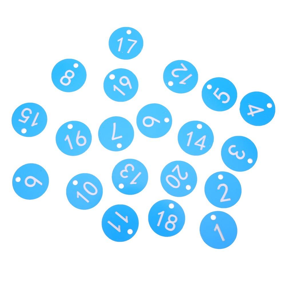20Pcs ABS Numbered Tag Labels Blue Hanging Identification Tags Farm Livestock Tags Beekeeping