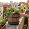 Thickened Plastic Barrel Flowerpot Round Garden Flower Pot Flower Bucket  Yard Decoration