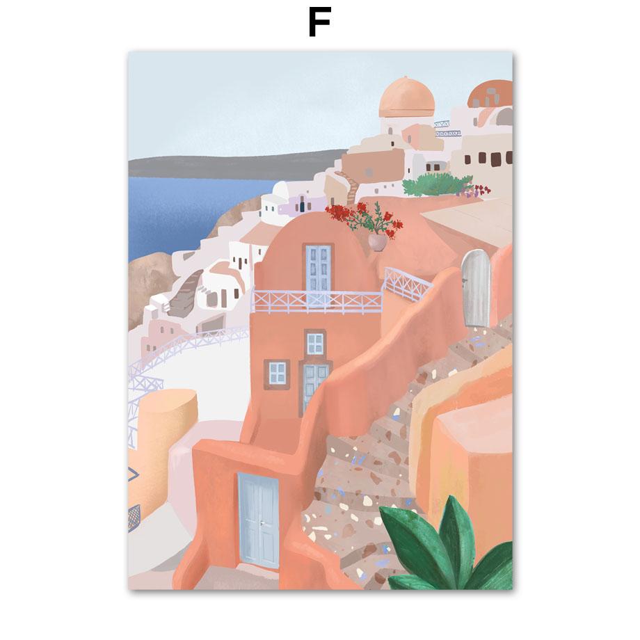 Скандинавское Эгейское море, Марокко, холст, картина для девочек, путешествия, пейзаж, настенное искусство, синий океан, постер, украшение для гостиной, дома, Куадрос