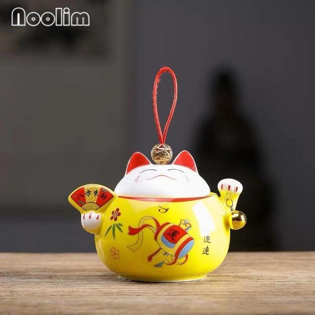 Lucky Cute Cat Caddy Керамическая герметичная банка в форме животного Дорожная портативная банка для специй Кухонный небольшой резервуар для хранения