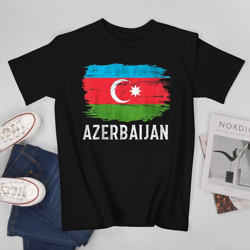 Больше Дизайна Флаг Азербайджана Азербайджанская Унисекс Футболка Футболки Футболка С Круглым Вырезом Футболки Унисекс Одежда для Мальчиков 100% Хлопок