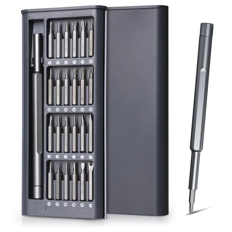 Precision Screwdriver Set 25 In 1 Phillips Torx Hexagonal Flat Head Magnetic Screwdriver Head For Iphone Pc Watch Camera Glasses
