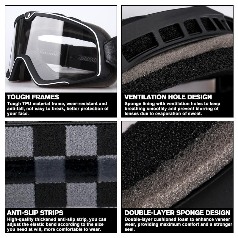 Винтажные очки для верховой езды, горнолыжные очки, солнцезащитные очки, очки для квадроциклов, нескользящий ремень, защита от ультрафиолета, для гонок в кафе и вертолетов, гонки на велосипедах, бесплатная доставка