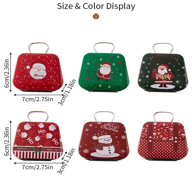 Рождественские украшения 2025 года, металлическая коробка, форма сумки, жестяная банка, футляр для хранения ювелирных изделий, детский подарок, коробки для хранения, декор для рождественской вечеринки
