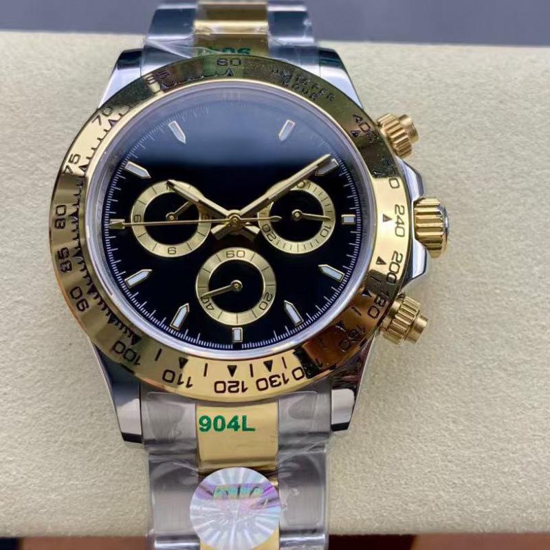 Мужские роскошные двухцветные автоматические часы La Jadia серии Daytona с цветным циферблатом, инкрустированным бриллиантами