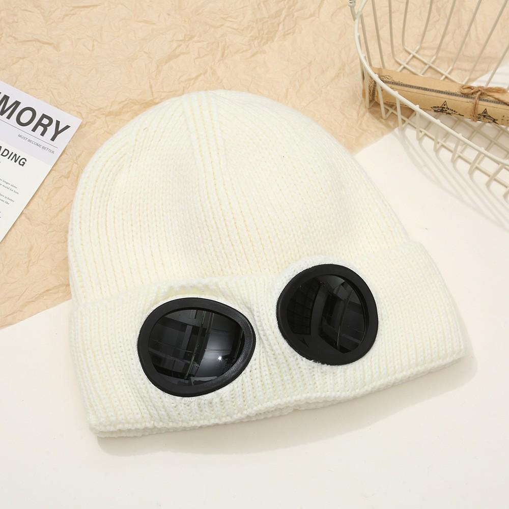 Унисекс Шерстяная Вязаная Шапка с Очками, На подкладке из бархата для тепла и ветрозащиты при катании на лыжах