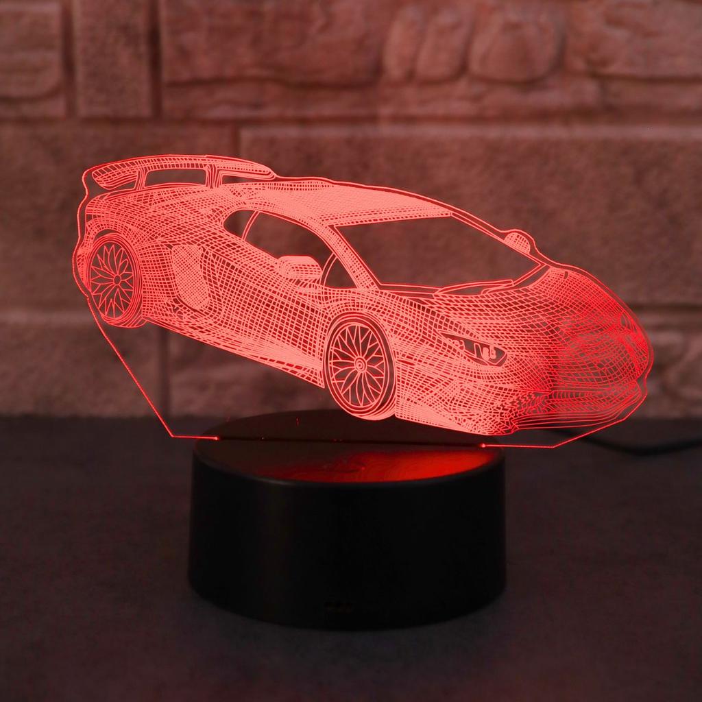 USB акриловый 3D ночник в виде спортивного автомобиля, сенсорный 7-цветный, настольная декорация с тематикой гоночной вечеринки для спальни, атмосфера, подарочный свет.