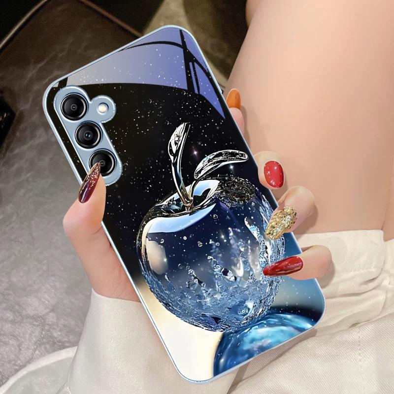 Прозрачный кристальный чехол-яблоко для Samsung Galaxy A14 4G 20 30 52 20S 21S 22 32 33 34 42 50 51 53 54 70 71 72 73 5G Стеклянный чехол для телефона