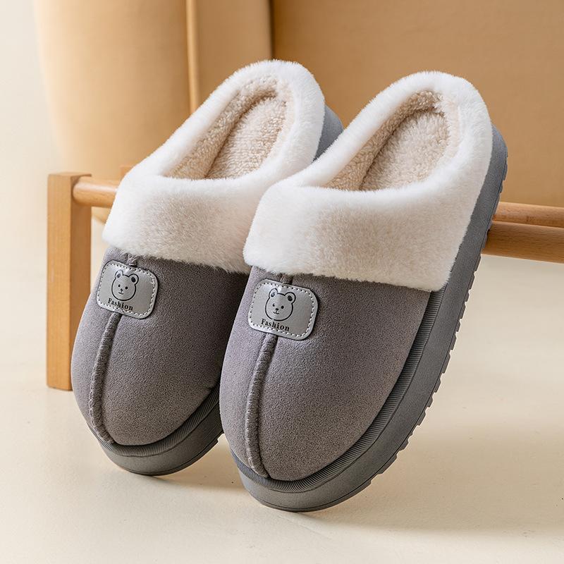 Autumn and Winter Warm Cotton Slippers for Women, Suitable for Indoor and Home Use, with Anti Slip and Anti Odor Properties, Warmth Plush Cotton Shoes