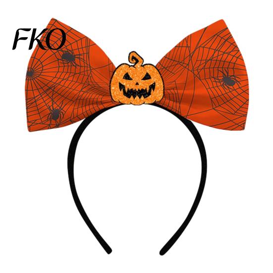 Light And Comfortable Hairband Halloween Bow Headbands, Flexible Non-Slip with Pumpkin Bat Skeleton Spider Cosplay Headband Design, Lightweight