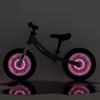 Purple balance bike with 12 wheels and LED lights, steel frame for girls