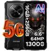 Doogee Прочный смартфон Fire 7 5G, Android 15, 13000 мАч/18 Вт, 16 ГБ+256 ГБ/2 ТБ, 6,6” HD+ 90 Гц Восьмиядерный Android-телефон, 64 Мп+16 Мп
