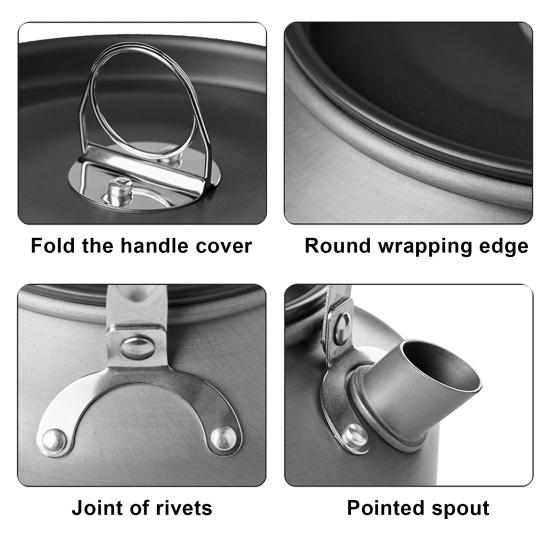 0,8/1,2/1,8 л походный чайник из алюминиевого сплава портативный легкий большой емкости для путешествий на открытом воздухе, пешего туризма, пикника, кофейника, чайника
