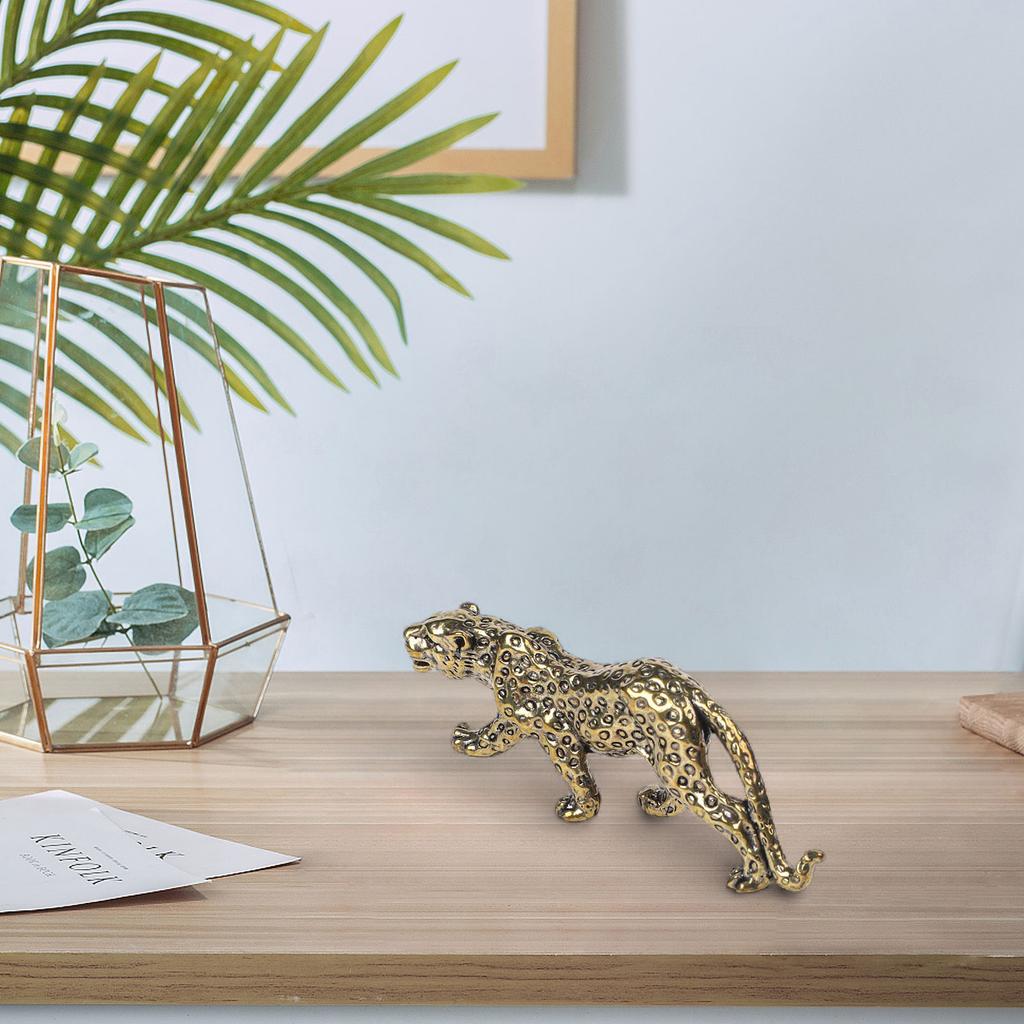 Daily Use Office Decor Brass Leopard Statue Office Leopard Statue Compact Size Golden Color High-Quality Brass