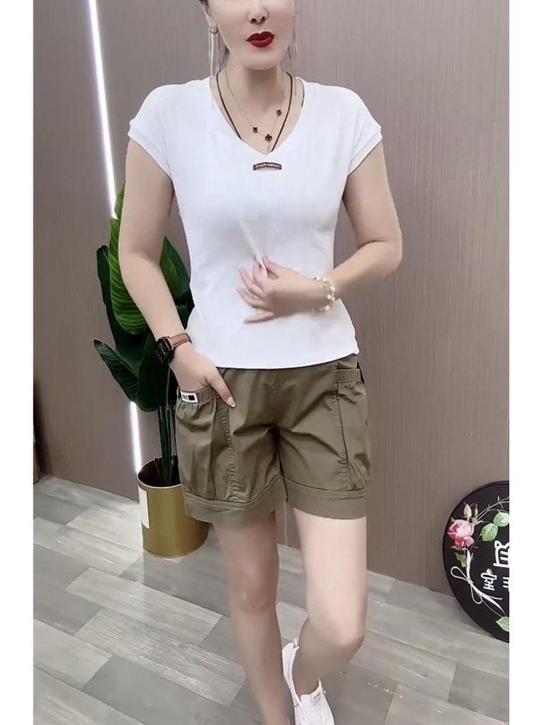 2026 Women's High Waist Slimming Cargo Shorts - Summer Style, Versatile, Elastic, Casual Hot Pants
