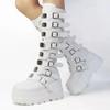 Gothic Shoes Platform Knee High Punk Black Sexy Motorcycles 2024 New Halloween Cosplay 2024 Shoes for Women Zapatos De Mujer