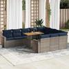 VidaXL Garden Furniture 11 Pcs with Grey Cushions Wicker Resin, Outdoor Sofa Set, Corner Sofa Set 3327092