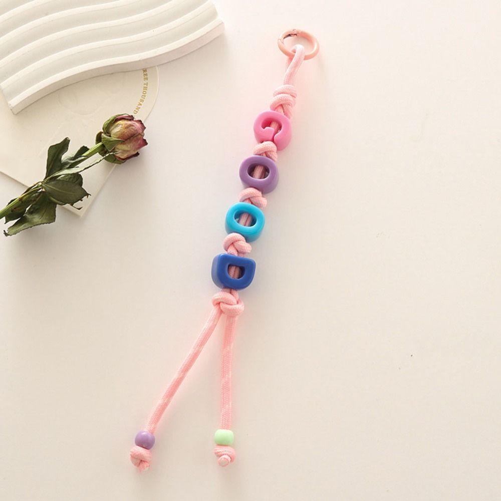 Anti-Lost Mobile Phone Lanyard Colorful Beaded Tassel Pendant Cute Acrylic Beads Keychain Gift